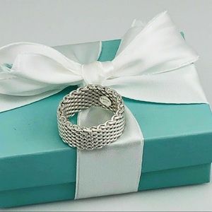 Authentic Tiffany Somerset Mesh Ring Size 8 - 8.5